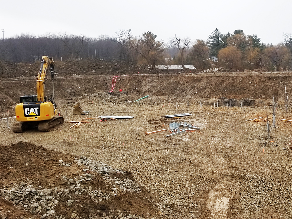large site with pilings