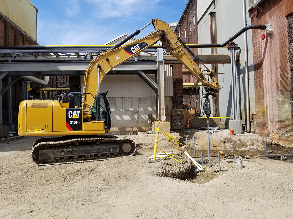 dozer installing piling